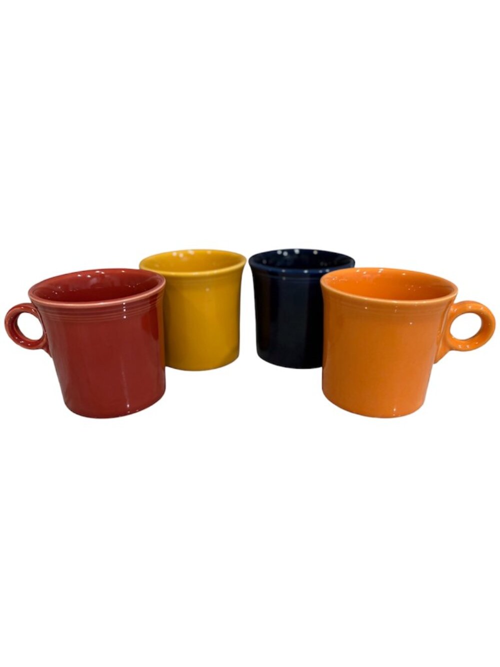 4 Fiestaware Coffee Mugs Cups Ring Handle HLC Colbalt Paprika Marigold Tangerine